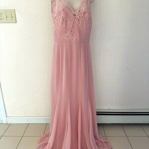 Blush Pink Long Bridesmaid Dress, Size 8